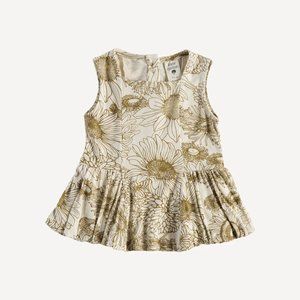 NWT Kate Quinn Fennel Sunflower Sleeveless Bubble Ballerina Top Bamboo
